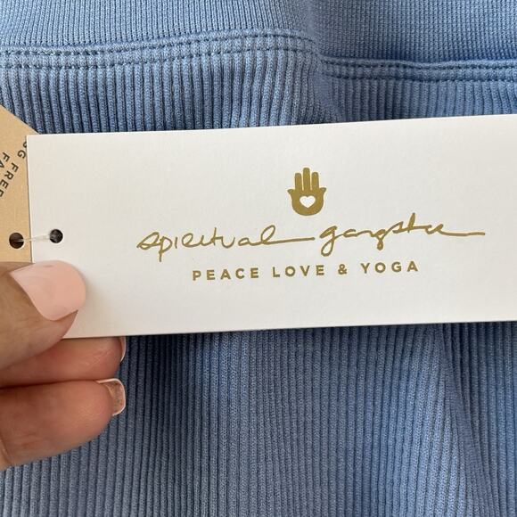 Spiritual Gangster Womens Love Sculpt Legging XS Blue Small 7/8 Ruffle New - Picture 8 of 8